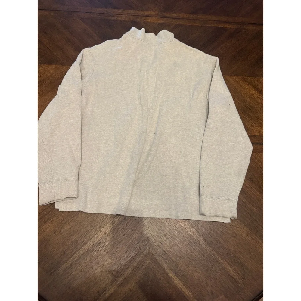 Polo Ralph Lauren Mens XL‎ Quarter Zip Pullover Tan Cotton Sweater Heather Logo